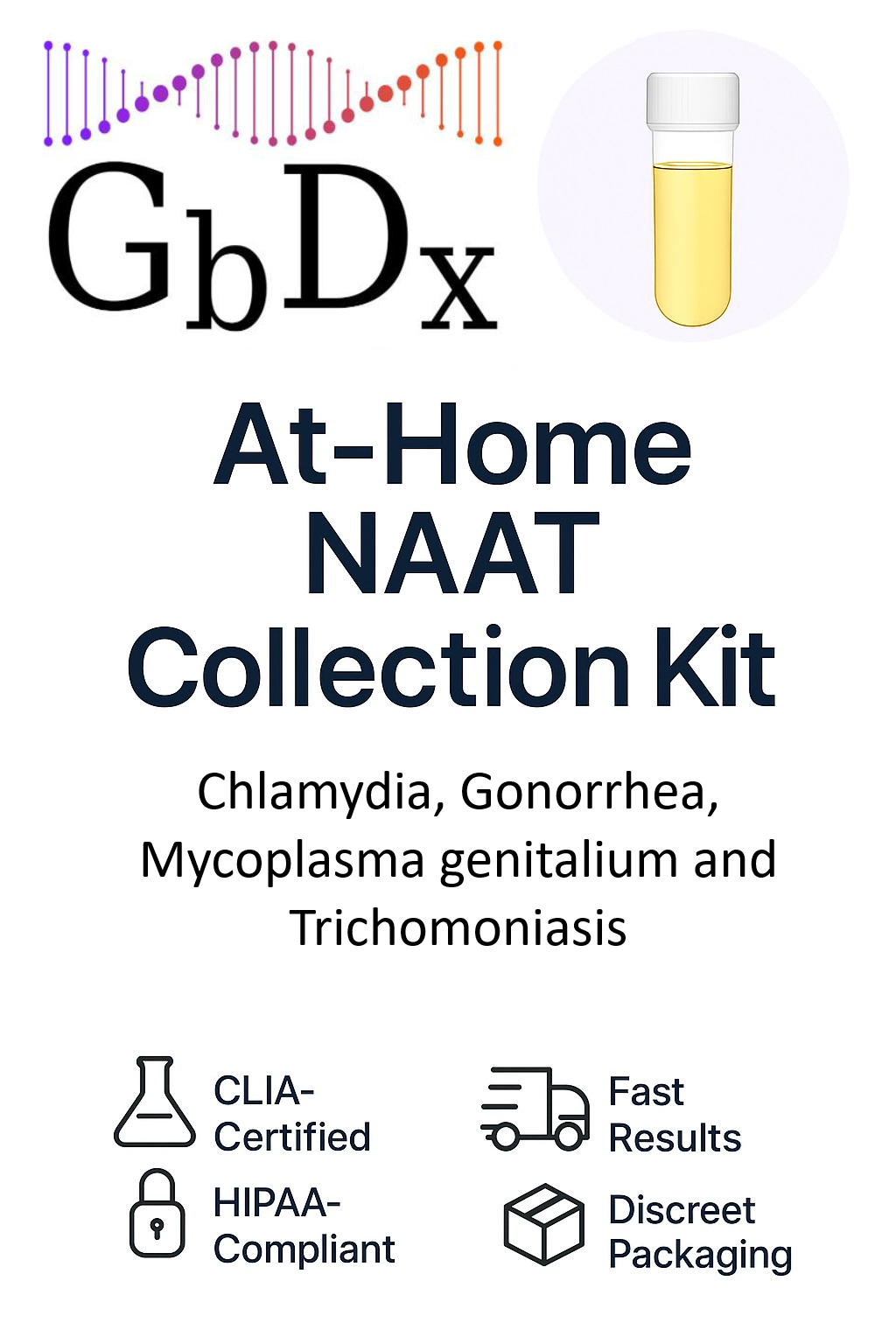 Chlamydia, Gonorrhea, Mycoplasma genitalium and Trichomoniasis Lab Screening Test from At-Home FV Urine Collection Kit