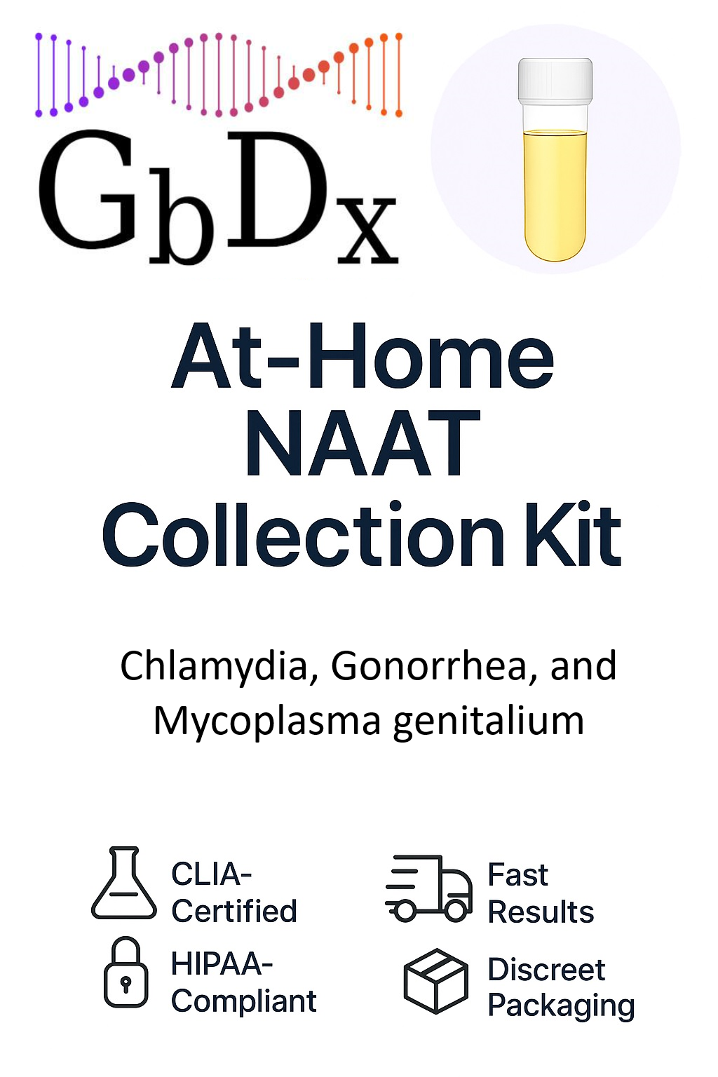 Chlamydia, Gonorrhea, and Mycoplasma genitalium Lab Screening Test from At-Home Urine Collection Kit