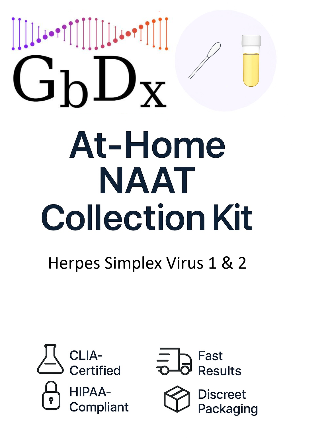 Herpes Simplex Virus 1 & 2 Lab Screening Test FV Urine & Swab At-Home Collection Kit